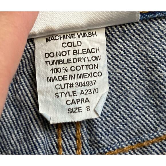 Jeanology Capri Jeans Rhinestone Hem Cropped Size 8 Blue Denim - Picture 9 of 9